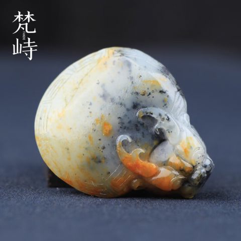 梵峙 新疆和田玉青花籽料龙龟手把件把玩件白玉长寿龟挂件 默认