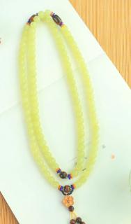 #点击头像看直播##和田玉#和田玉和田玉若羌黄口料108颗老型珠佛珠项